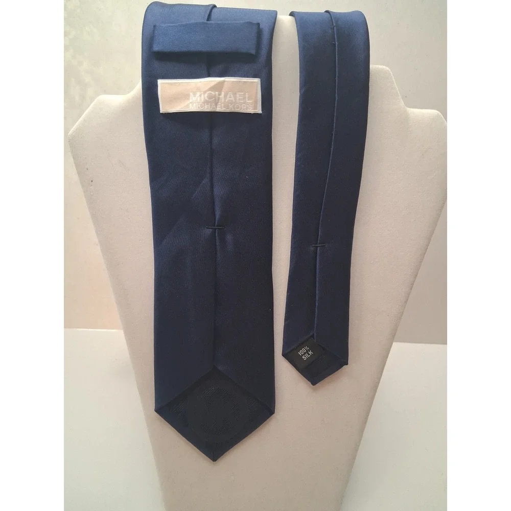 Lot of 3 Michael Kors 100% Silk Neckties Orange Navy Blue Diagonal Repp Yellow